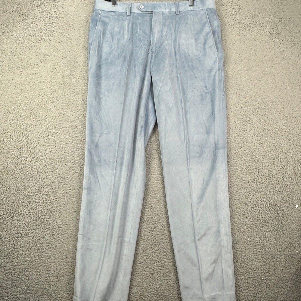 Opposuits Mens 44 Straight Pants Velvet Dress Light Blue Ombre Formal Pocket EUC